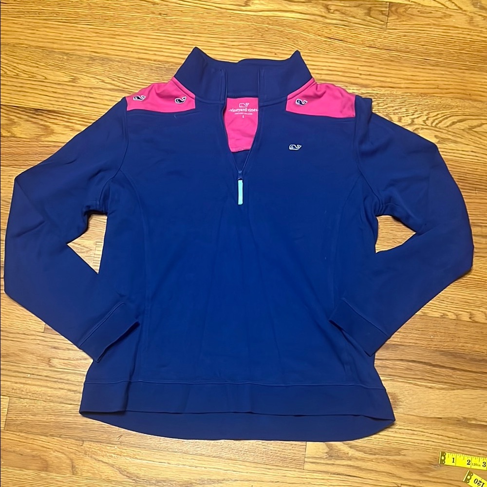 Vineyard Vines Navy and Pink Women's Shep Shirt